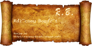 Récsey Bogát névjegykártya